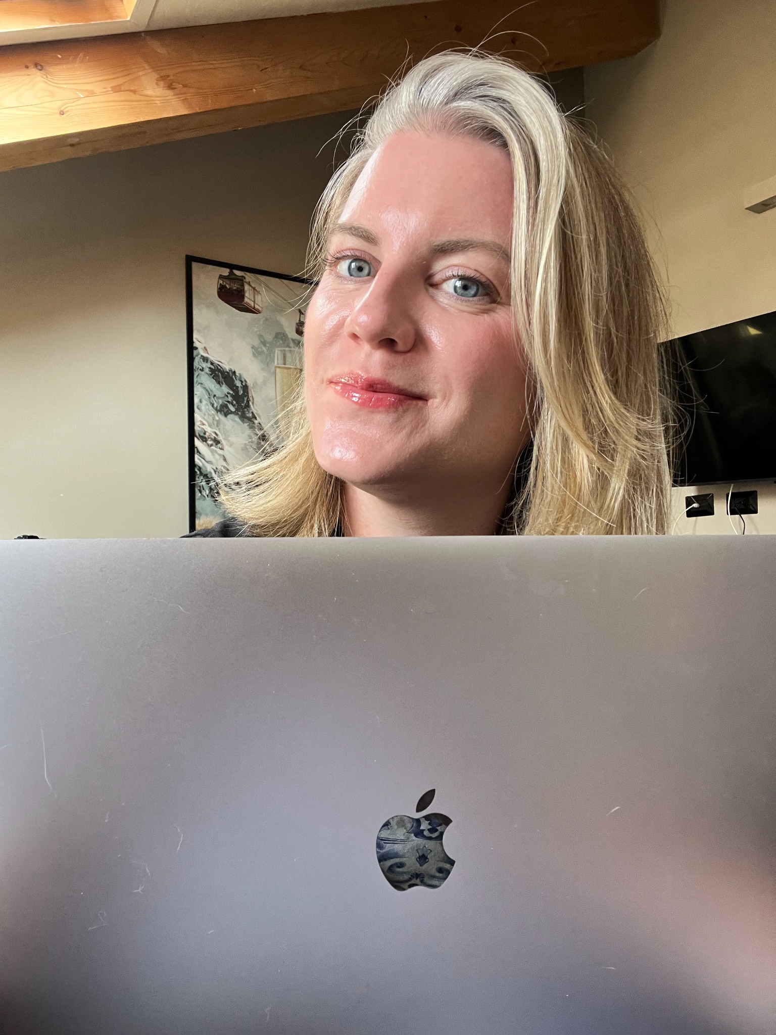 Molly working on her laptop